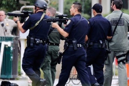 police aiming guns