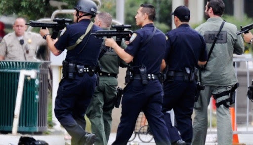 police aiming guns